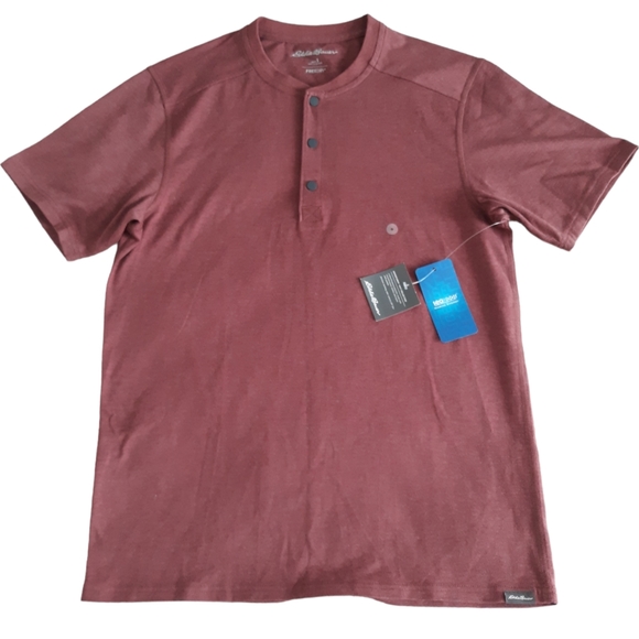 NWT Eddie Bauer Small Adventurer Henley Seawool Short Sleeve Shirt - Picture 1 of 16